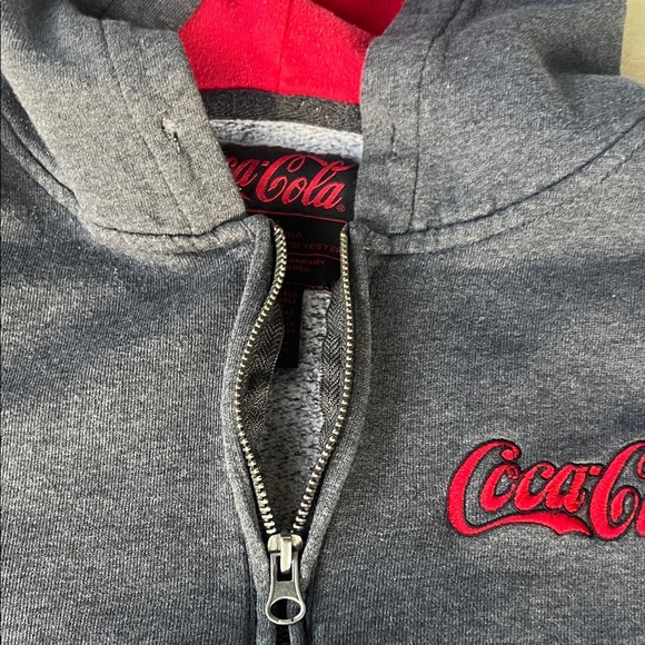 Coca-Cola Charcoal and Crimson Hoodie Small Vintage Quarter Zip - Picture 8 of 10